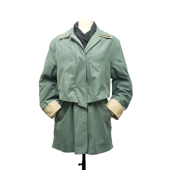 VINTAGE 80s 90s Windbreaker Coat | Green & Yellow | Medium | Nuage Collection - Picture 7 of 13